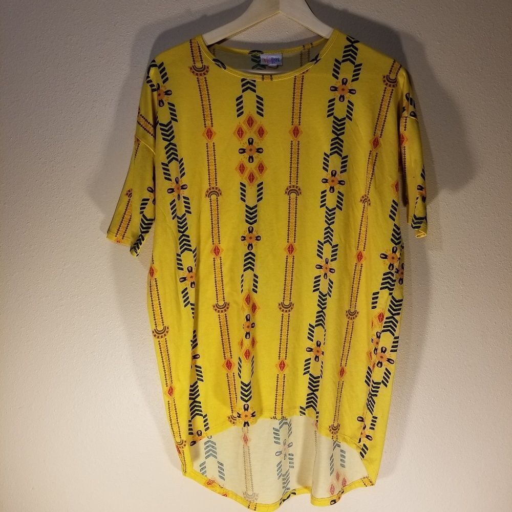 LuLaRoe yellow print short sleeve top